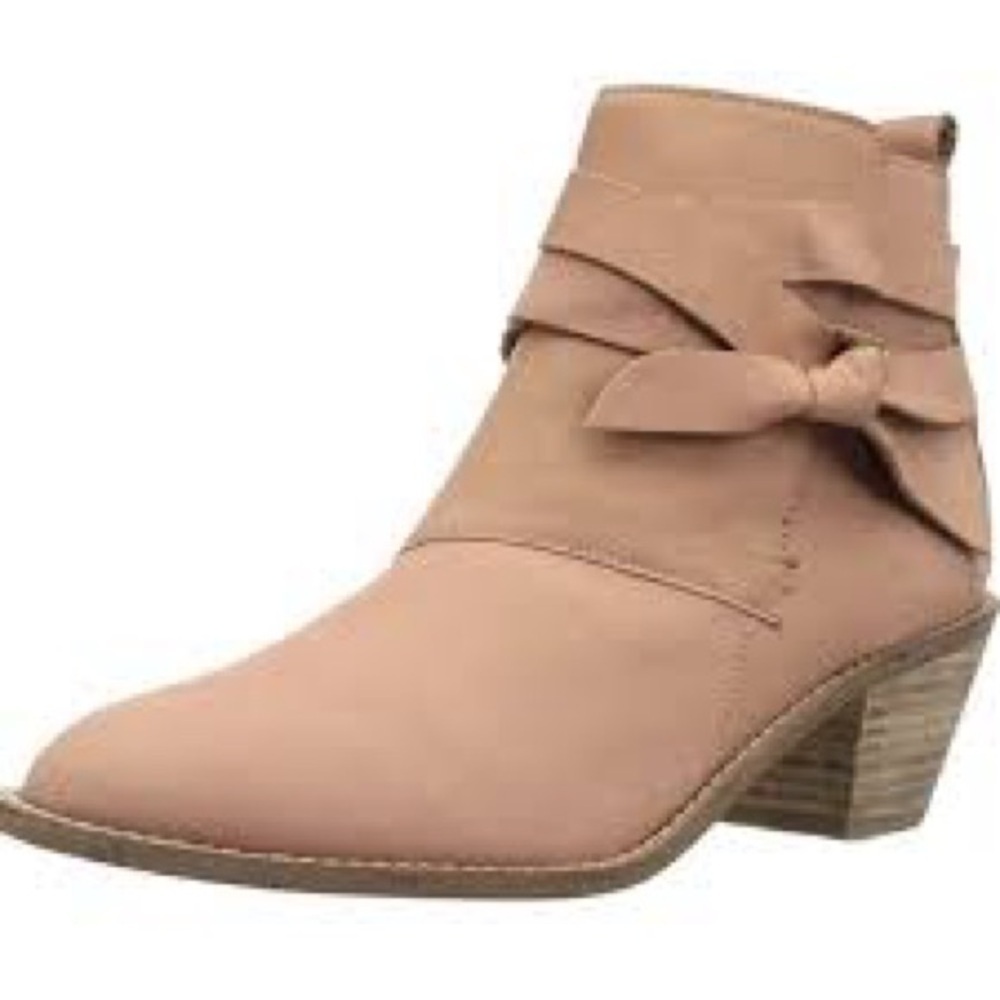 Kelsi Dagger Tan Ankle Booties with Bow Accent